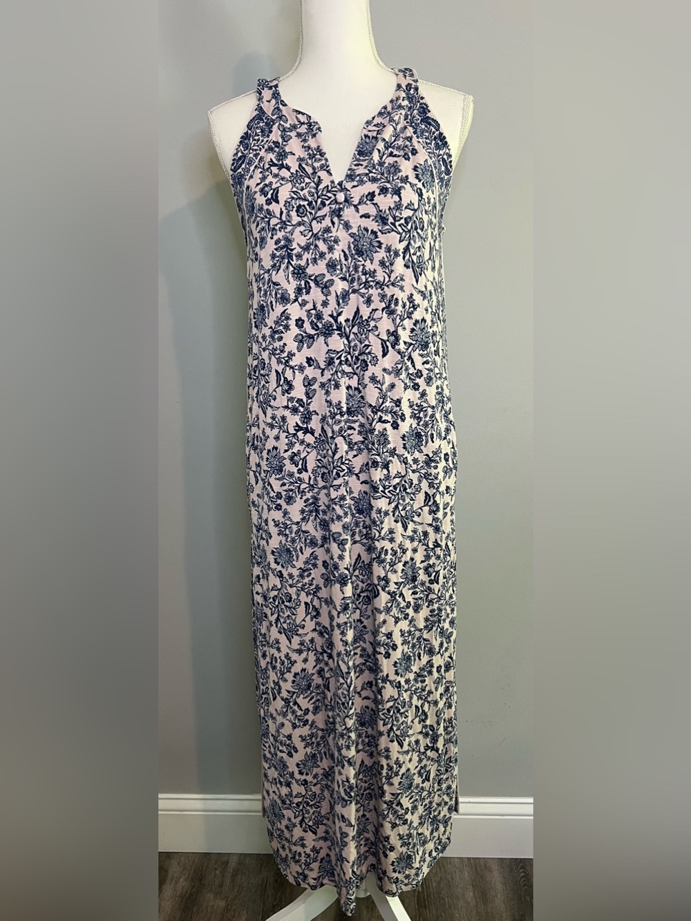 J. Jill Cream and Navy Floral Top